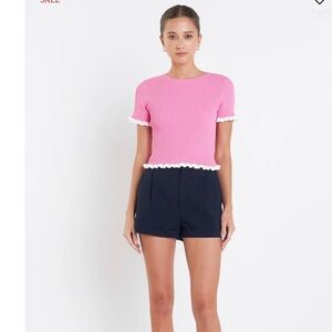 English Factory pink and white knitted Top